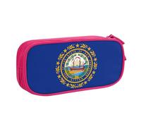 LONGZEHAO Big Capacity New Hampshire state flag Print Pencil Case,Double layer zipper Pencil box Makeup Pouch Organizer