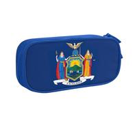 LONGZEHAO Big Capacity New York State Flag Print Pencil Case,Double layer zipper Pencil box Makeup Pouch Organizer