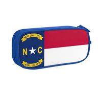 LONGZEHAO Big Capacity North Carolina state flag Print Pencil Case,Double layer zipper Pencil box Makeup Pouch Organizer