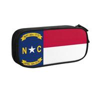 LONGZEHAO Big Capacity North Carolina state flag Print Pencil Case,Double layer zipper Pencil box Makeup Pouch Organizer