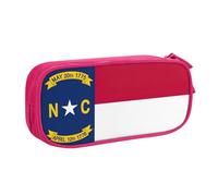 LONGZEHAO Big Capacity North Carolina state flag Print Pencil Case,Double layer zipper Pencil box Makeup Pouch Organizer