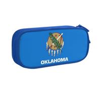 LONGZEHAO Big Capacity Oklahoma State Flag Print Pencil Case,Double layer zipper Pencil box Makeup Pouch Organizer
