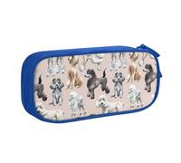 LONGZEHAO Big Capacity Oodles of Poodles Print Pencil Case,Double layer zipper Pencil box Makeup Pouch Organizer