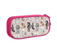 LONGZEHAO Big Capacity Oodles of Poodles Print Pencil Case,Double layer zipper Pencil box Makeup Pouch Organizer