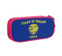 LONGZEHAO Big Capacity Oregon State Flag Print Pencil Case,Double layer zipper Pencil box Makeup Pouch Organizer