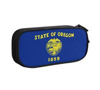 LONGZEHAO Big Capacity Oregon State Flag Print Pencil Case,Double layer zipper Pencil box Makeup Pouch Organizer