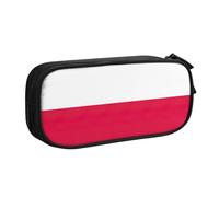 LONGZEHAO Big Capacity Polish flag Print Pencil Case,Double layer zipper Pencil box Makeup Pouch Organizer