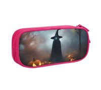 LONGZEHAO Big Capacity Rainbow Halloween Ghost Witch Hat Spiders Print Pencil Case,Double layer zipper Pencil box Makeup Pouch Organizer