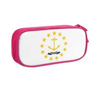 LONGZEHAO Big Capacity Rhode Island State Flag Print Pencil Case,Double layer zipper Pencil box Makeup Pouch Organizer