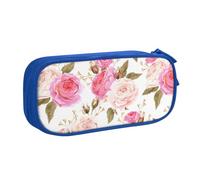 LONGZEHAO Big Capacity rose flower Print Pencil Case,Double layer zipper Pencil box Makeup Pouch Organizer