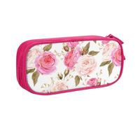 LONGZEHAO Big Capacity rose flower Print Pencil Case,Double layer zipper Pencil box Makeup Pouch Organizer