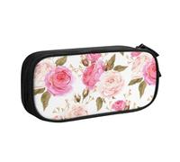 LONGZEHAO Big Capacity rose flower Print Pencil Case,Double layer zipper Pencil box Makeup Pouch Organizer