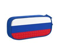 LONGZEHAO Big Capacity Russian Flag Print Pencil Case,Double layer zipper Pencil box Makeup Pouch Organizer
