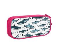 LONGZEHAO Big Capacity Shark Pattern with Various Gestures Print Pencil Case,Double layer zipper Pencil box Makeup Pouch Organizer