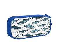 LONGZEHAO Big Capacity Shark Pattern with Various Gestures Print Pencil Case,Double layer zipper Pencil box Makeup Pouch Organizer