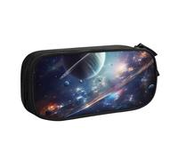 LONGZEHAO Big Capacity Space Stars Print Pencil Case,Double layer zipper Pencil box Makeup Pouch Organizer