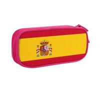LONGZEHAO Big Capacity Spanish flag Print Pencil Case,Double layer zipper Pencil box Makeup Pouch Organizer