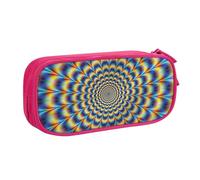 LONGZEHAO Big Capacity spiral optical illusion gif Print Pencil Case,Double layer zipper Pencil box Makeup Pouch Organizer