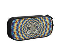 LONGZEHAO Big Capacity spiral optical illusion gif Print Pencil Case,Double layer zipper Pencil box Makeup Pouch Organizer