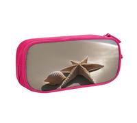 LONGZEHAO Big Capacity Starfish Seashell Sandy Beach Print Pencil Case,Double layer zipper Pencil box Makeup Pouch Organizer