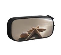 LONGZEHAO Big Capacity Starfish Seashell Sandy Beach Print Pencil Case,Double layer zipper Pencil box Makeup Pouch Organizer