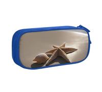 LONGZEHAO Big Capacity Starfish Seashell Sandy Beach Print Pencil Case,Double layer zipper Pencil box Makeup Pouch Organizer