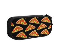 LONGZEHAO Big Capacity tasty pizza Print Pencil Case,Double layer zipper Pencil box Makeup Pouch Organizer
