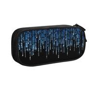 LONGZEHAO Big Capacity the Blue Binary Print Pencil Case,Double layer zipper Pencil box Makeup Pouch Organizer