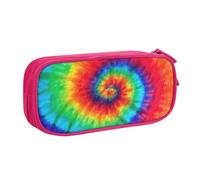 LONGZEHAO Big Capacity Tie Dye Hippies Print Pencil Case,Double layer zipper Pencil box Makeup Pouch Organizer