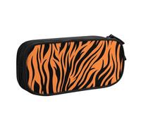 Longzehao Big Capacity Tiger Stripes Orange Pattern Print Pencil Case,Double layer zipper Pencil box Makeup Pouch Organizer
