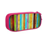 LONGZEHAO Big Capacity Vertical Planks in Carpentry Oak Timber Print Pencil Case,Double layer zipper Pencil box Makeup Pouch Organizer