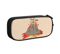 LONGZEHAO Big Capacity volcano Print Pencil Case,Double layer zipper Pencil box Makeup Pouch Organizer