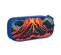 LONGZEHAO Big Capacity Volcano Print Pencil Case,Double layer zipper Pencil box Makeup Pouch Organizer