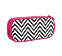 LONGZEHAO Big Capacity ZigZag Stripe Print Pencil Case,Double layer zipper Pencil box Makeup Pouch Organizer