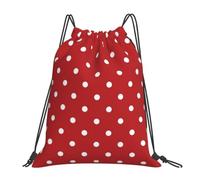 Longzehao Big white dot Print Drawstring Backpack Sports Gym Beach Sack Yoga Dance Cinch Bag for Women Men