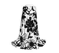 Longzehao Black and White Flowers Print Hooded Cape For youngsters with Halloween Christmas Cosplay Hooded Cloak Costume