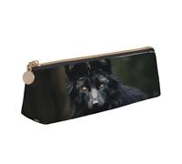 Longzehao Black Beaver1 Print Simple triangular Pen case Storage bag for Office supplies, cosmetics, toiletries, White, One Size, Art Deco