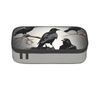 Longzehao Black Crow Birds on a branch Print Pencil Case Large Capacity Storage Pouch Holder Office Organizer box Makeup Bag