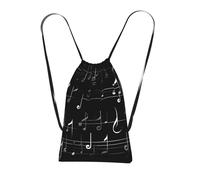 Longzehao Black Music Notes Print Drawstring Backpack,String Backpack Storage bag for Gym Traveling Sport Beach Swim