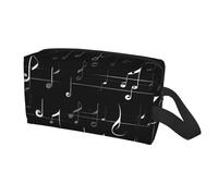Longzehao Black Music Notes Print Travel Storage Bag for men women,Portable Toiletry Bag Large Capacity Organizer
