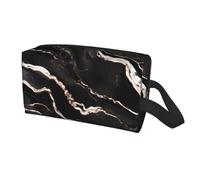 Longzehao Black rose gold Marble Print Travel Storage Bag for men women,Portable Toiletry Bag Large Capacity Organizer