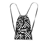Longzehao Black White Formula Checkered Pattern Print Drawstring Backpack,String Backpack Storage bag for Gym Traveling Sport Beach Swim