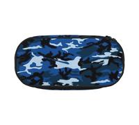 LONGZEHAO Blue Camo Print Simple rectangle Pen bag Storage case for Office supplies,cosmetics,toiletries