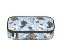 Longzehao Blue Chinchillas And Moon Print Pencil Case Large Capacity Storage Pouch Holder Office Organizer box Makeup Bag