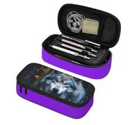 Longzehao Blue Eyes Wolf1 Print Big Capacity Pencil Case Storage Organizer Makeup Bag Office Stationery Pouch