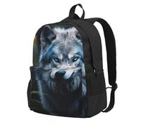 Longzehao Blue Eyes Wolf1 Print Casual Backpack for Men and Women,Large Capacity Travel Work Computer Backpacks
