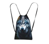 Longzehao Blue Eyes Wolf1 Print Drawstring Backpack,String Backpack Storage bag for Gym Traveling Sport Beach Swim