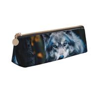 Longzehao Blue Eyes Wolf1 Print Simple Triangular Pencil Case Storage Bag for Office Supplies, Cosmetics, Toiletries, White, One Size, Art Deco, White, One Size, Art Deco