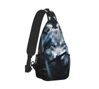 Longzehao Blue Eyes Wolf1 Print Sling Bag Small Crossbody Backpack Chest Shoulder Bag Travel Hiking Daypack