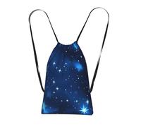 Longzehao Blue Shining Stars pattern Print Drawstring Backpack,String Backpack Storage bag for Gym Traveling Sport Beach Swim